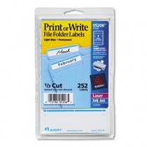 Print or Write File Folder Labels, 11/16 x 3-7/16, WE/Light Blue Bar, 252/Pack