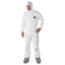 Tyvek Elastic-Cuff Hooded Coveralls With Attached Boots, White, Size 3X-Large