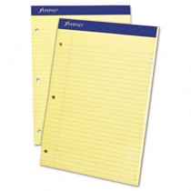Evidence Dual Ruled Pad, Legal/Wide Rule, 8-1/2 x 11-3/4, Canary, 100 Sheets