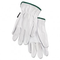 Grain Goatskin Driver Gloves, White, Medium