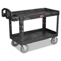 Heavy-Duty Utility Cart, 750-lb Cap., 2 Shelves, 25 1/4 x 54 x 43 1/8, Black