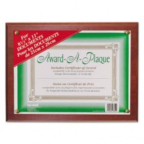 Award-A-Plaque Document Holder, Acrylic/Plastic, 10-1/2 x 13, Mahogany