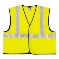 Class 2 Safety Vest, Lime Green w/Silver Stripe, Polyester, 4XL