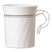 Classicware Plastic Coffee Mugs, 8 oz., Silver, 8/Pack