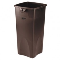 Untouchable Waste Container, Square, Plastic, 23gal, Brown