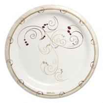 Symphony Heavyweight Paper Dinnerware, Plate, 9", Round, White/Beige/Red