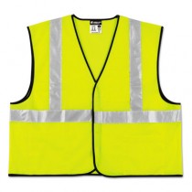 Class 2 Safety Vest, Lime Green w/Silver Stripe, Polyester, 3XL