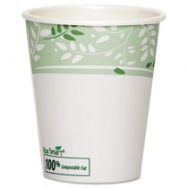 EcoSmart Hot Cups, PLA Lined Paper, Viridian, 10 oz