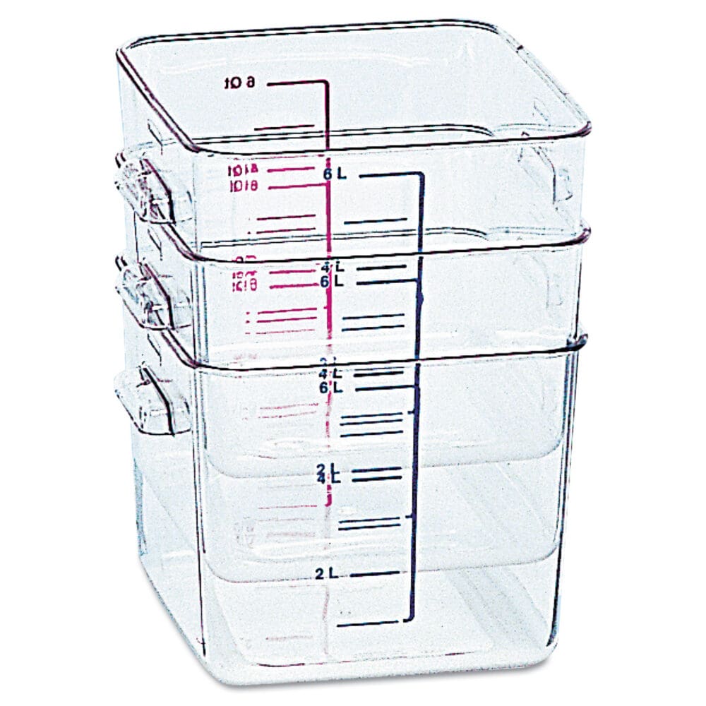 SpaceSaver Square Containers, 2 qt, 8.8 x 8.75 x 2.7, Clear, Plastic - Image 2