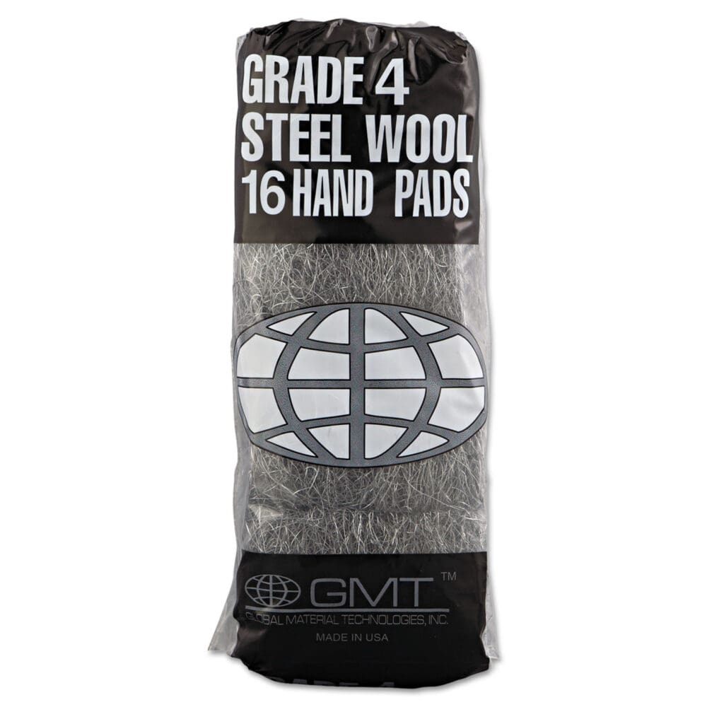 Industrial-Quality Steel Wool Hand Pads, #4 Extra Coarse, Steel Gray, 16 Pads/Sleeve, 12 Sleeves/Carton - Image 2