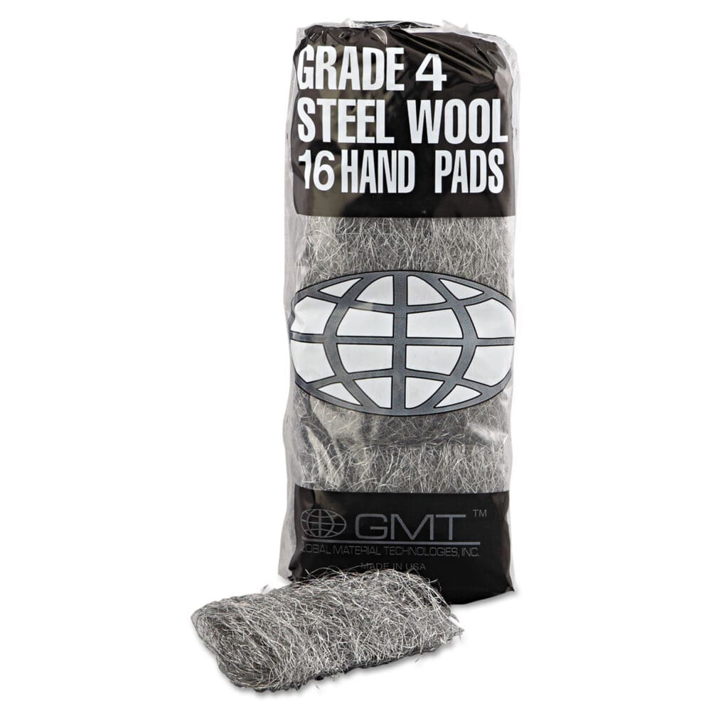 Industrial-Quality Steel Wool Hand Pads, #4 Extra Coarse, Steel Gray, 16 Pads/Sleeve, 12 Sleeves/Carton - Image 3