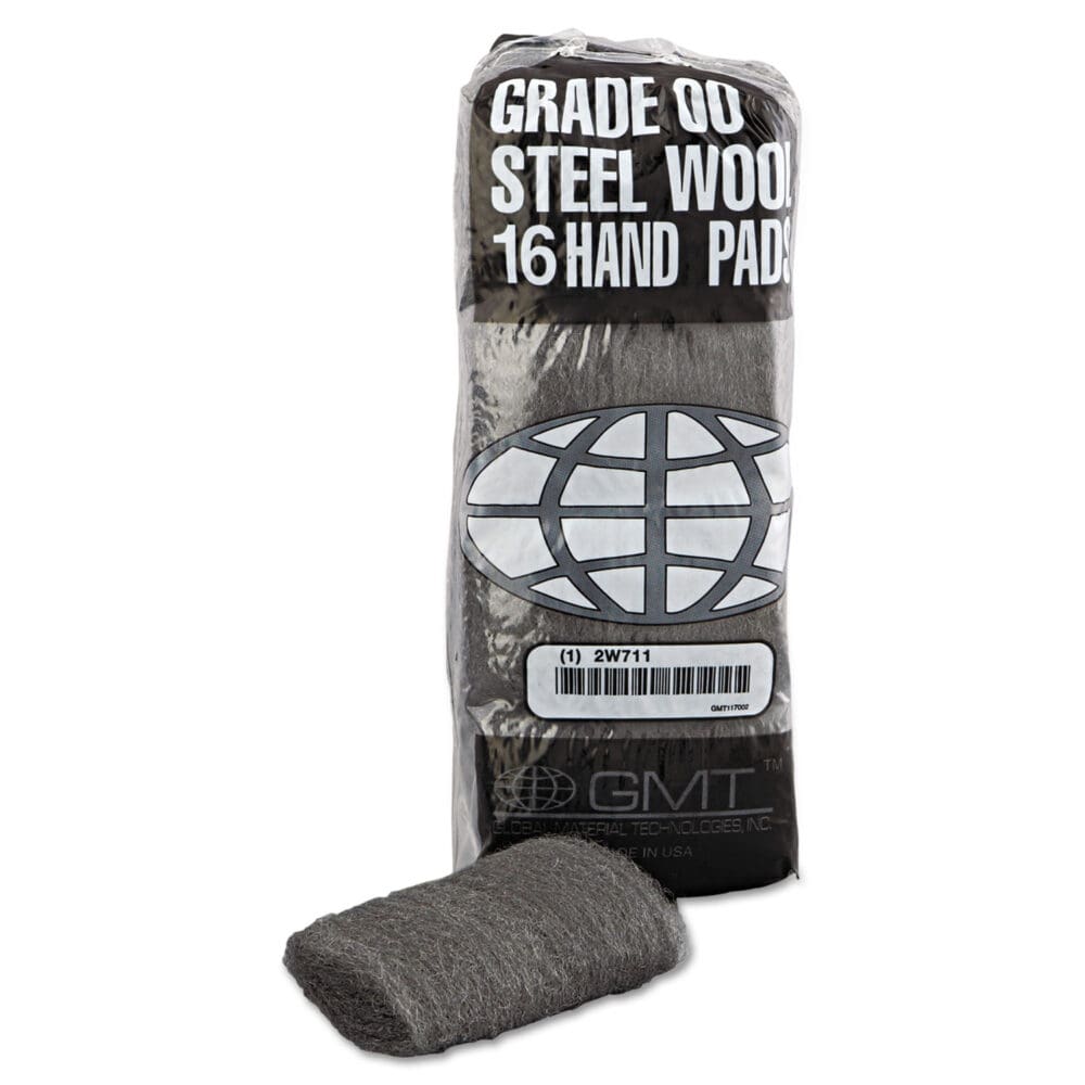 Industrial-Quality Steel Wool Hand Pads, #00 Very Fine, Steel Gray, 16 Pads/Sleeve, 12/Sleeves/Carton - Image 3