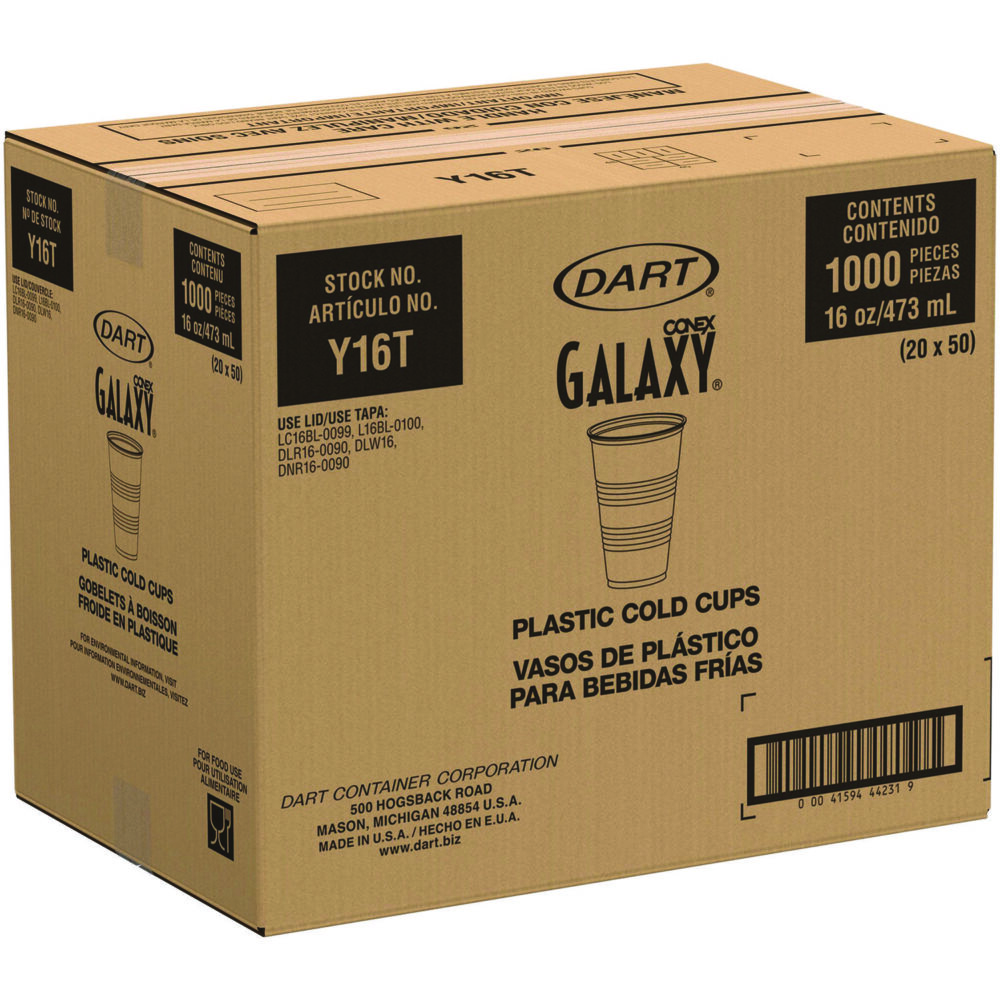 High-Impact Polystyrene Cold Cups, 16 oz, Translucent, 50 Cups/Sleeve, 20 Sleeves/Carton - Image 3