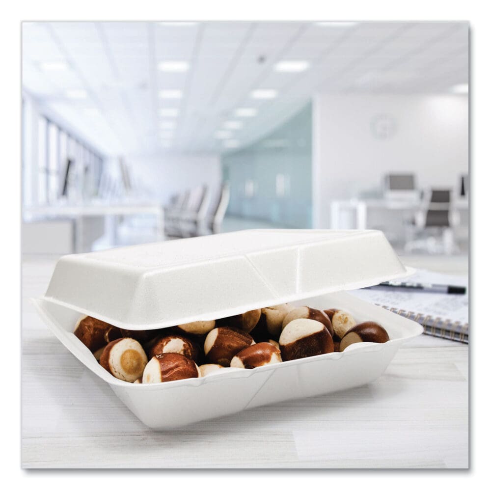 Foam Hinged Lid Containers, 9.25 x 9.5 x 3, 200/Carton - Image 4