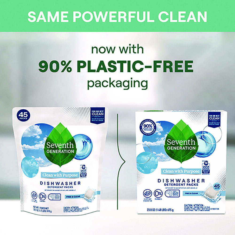 Natural Automatic Dishwasher Detergent Packs, Free and Clear, 45 Powder Packets/Box - Image 3