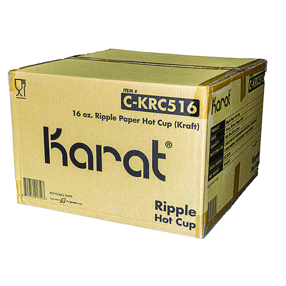 Ripple Hot Cups, 16 oz, Kraft/White, 500/Carton - Image 3