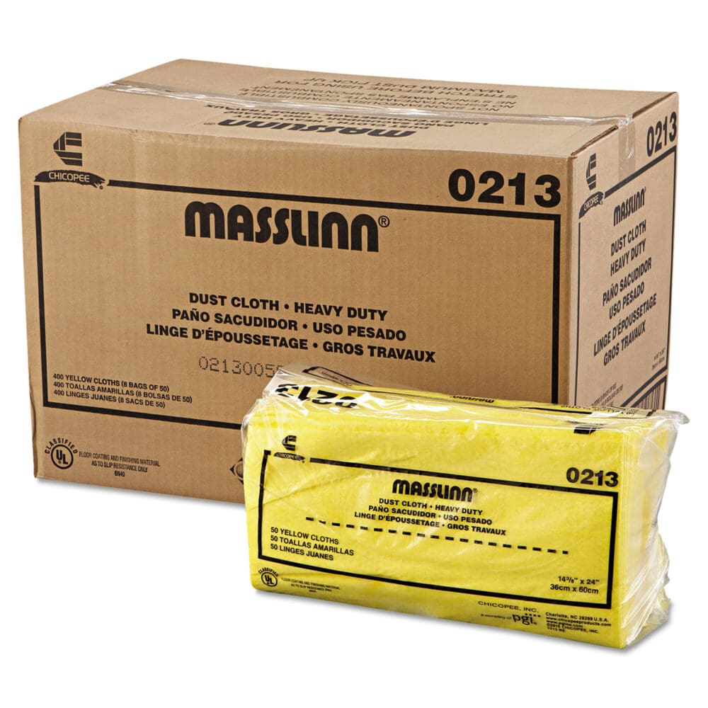 Masslinn Dust Cloths, 1-Ply, 16 x 24, Unscented, Yellow, 50/Pack, 8 Packs/Carton - Image 2