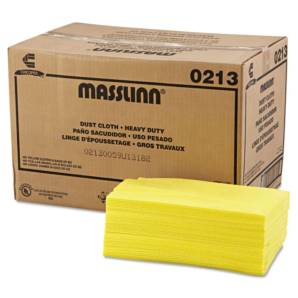 Masslinn Dust Cloths, 1-Ply, 16 x 24, Unscented, Yellow, 50/Pack, 8 Packs/Carton - Image 3