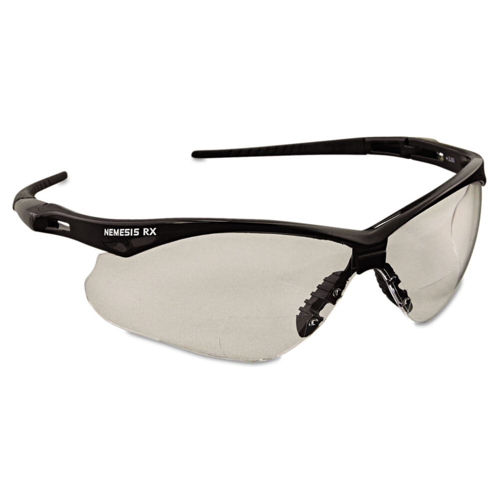 V60 Nemesis Rx Reader Safety Glasses, Black Frame, Clear Lens, +2.0 Diopter Strength - Image 2