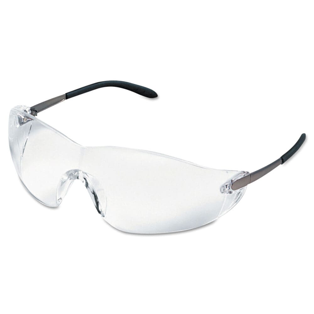 Blackjack Wraparound Safety Glasses, Chrome Plastic Frame, Clear Lens, 12/Box - Image 2