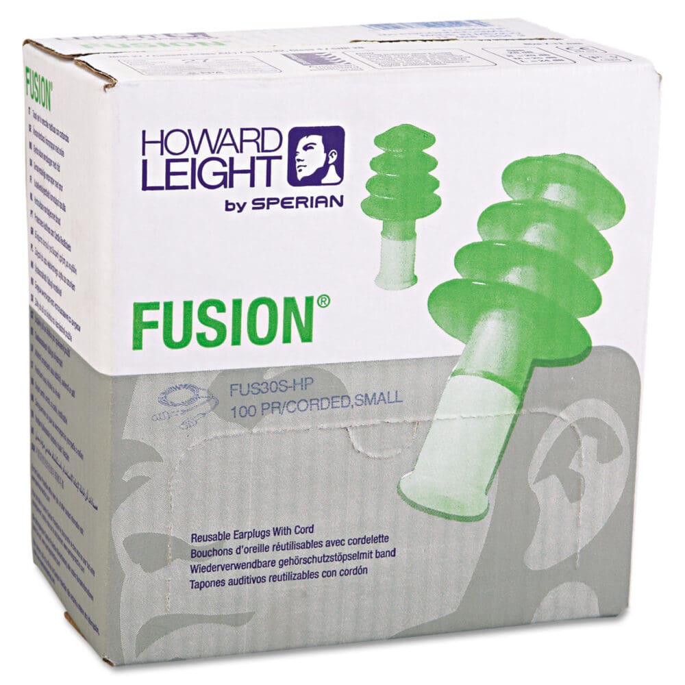 FUS30S-HP Fusion Multiple-Use Earplugs, Small, 27NRR, Corded, GN/WE, 100 Pairs - Image 2