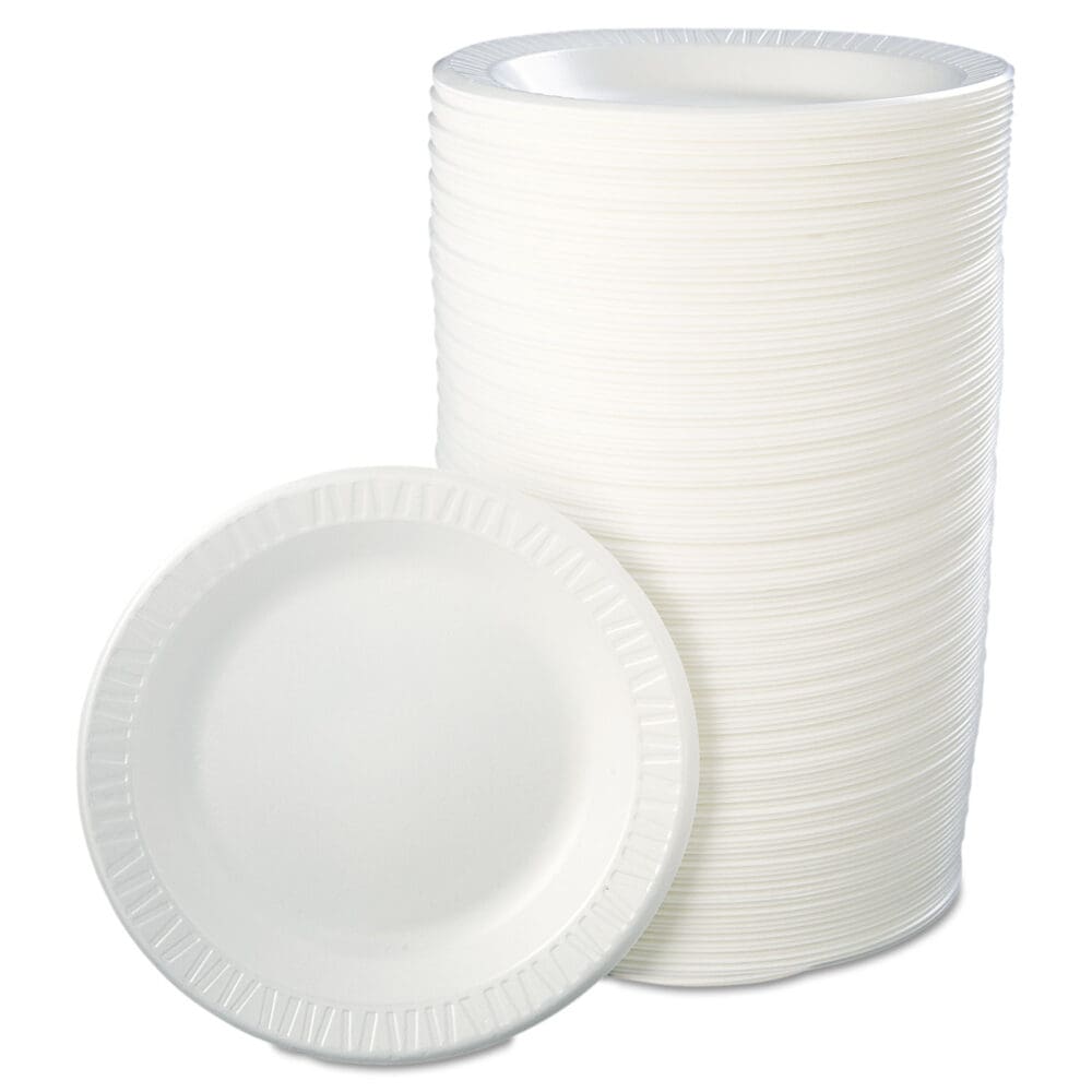 Quiet Classic Laminated Foam Dinnerware, Plate, 10.25" dia, White, 125/Pack, 4 Packs/Carton - Image 4