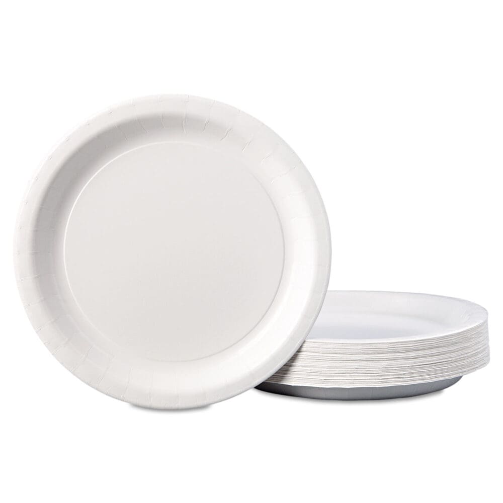 Coated Paper Dinnerware, Plate, 9" dia, White, 50/Pack, 10 Packs/Carton - Image 2