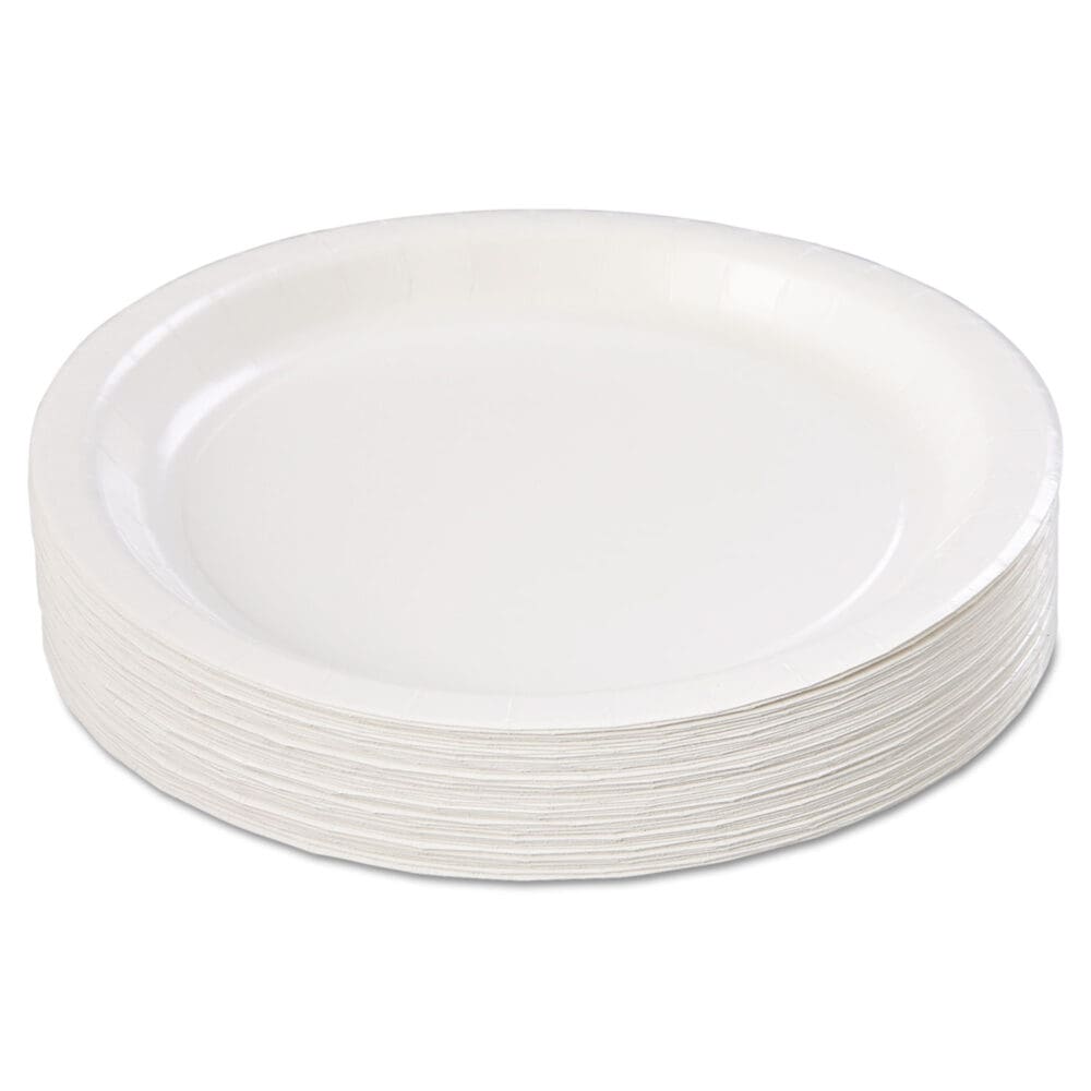 Coated Paper Dinnerware, Plate, 9" dia, White, 50/Pack, 10 Packs/Carton - Image 3