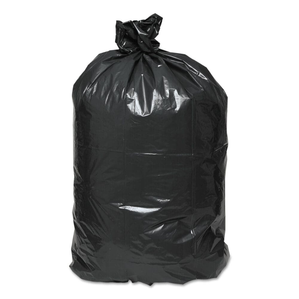 Linear Low Density Recycled Can Liners, 56 gal, 1.25 mil, 43" x 48", Black, 10 Bags/Roll, 10 Rolls/Carton - Image 2