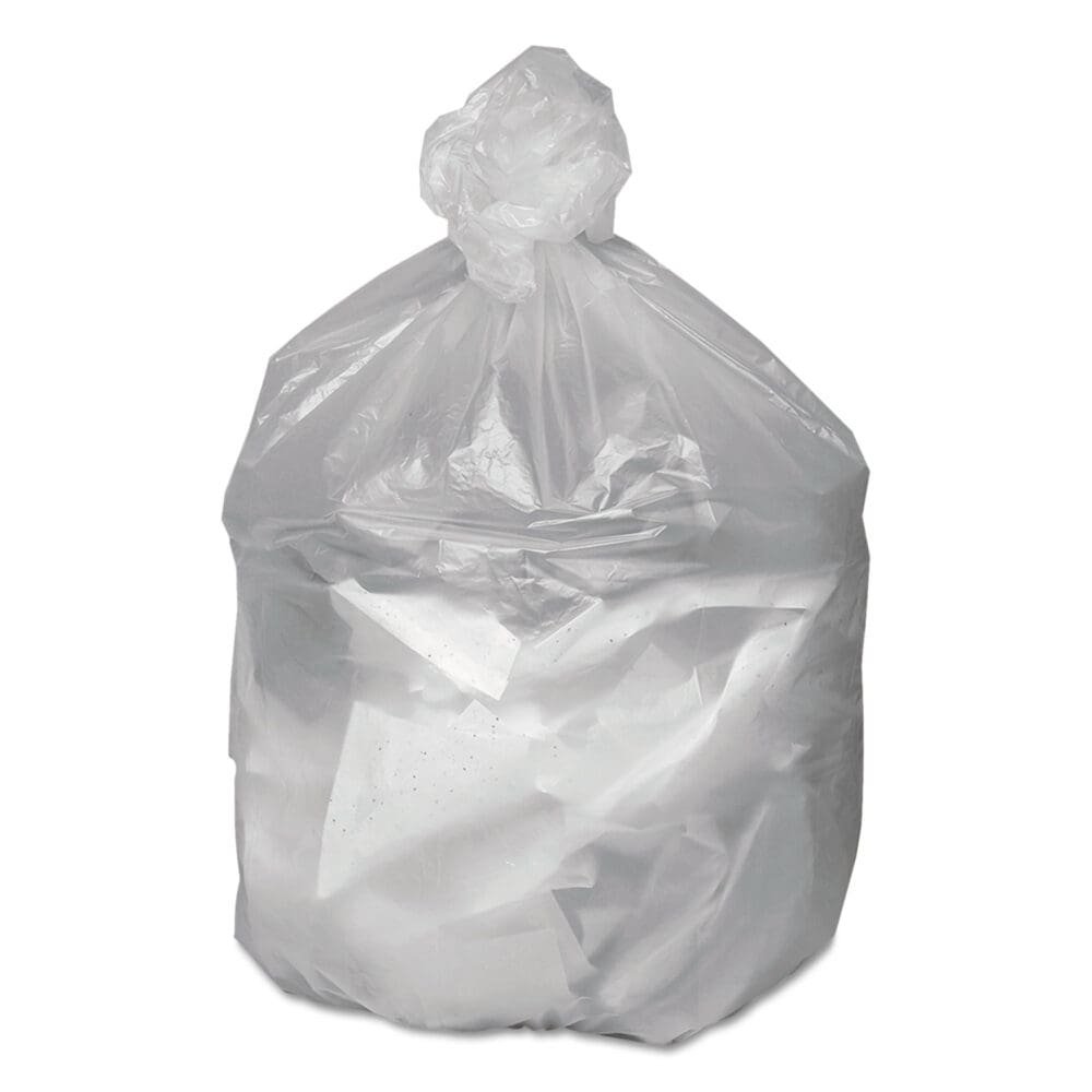 Waste Can Liners, 33 gal, 9 mic, 33" x 39", Natural, 25 Bags/Roll, 20 Rolls/Carton - Image 2