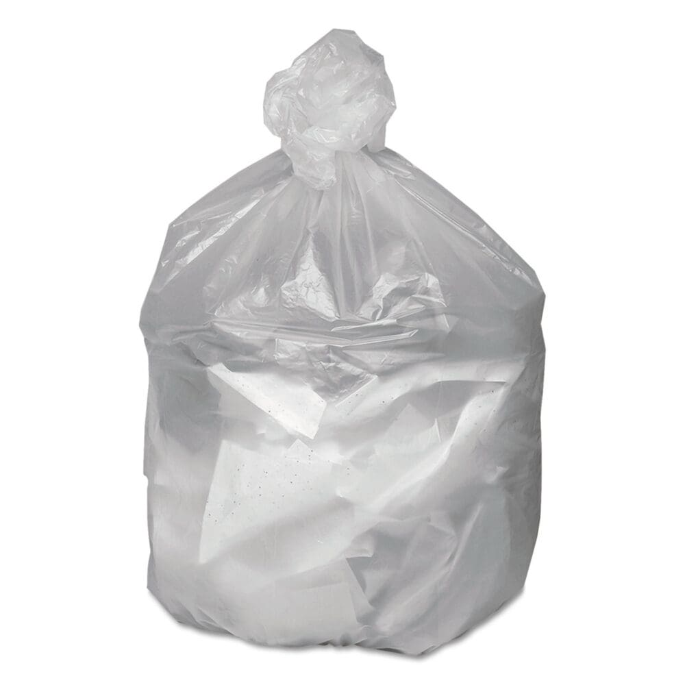 Waste Can Liners, 56 gal, 14 mic, 43" x 46", Natural, 20 Bags/Roll, 10 Rolls/Carton - Image 2