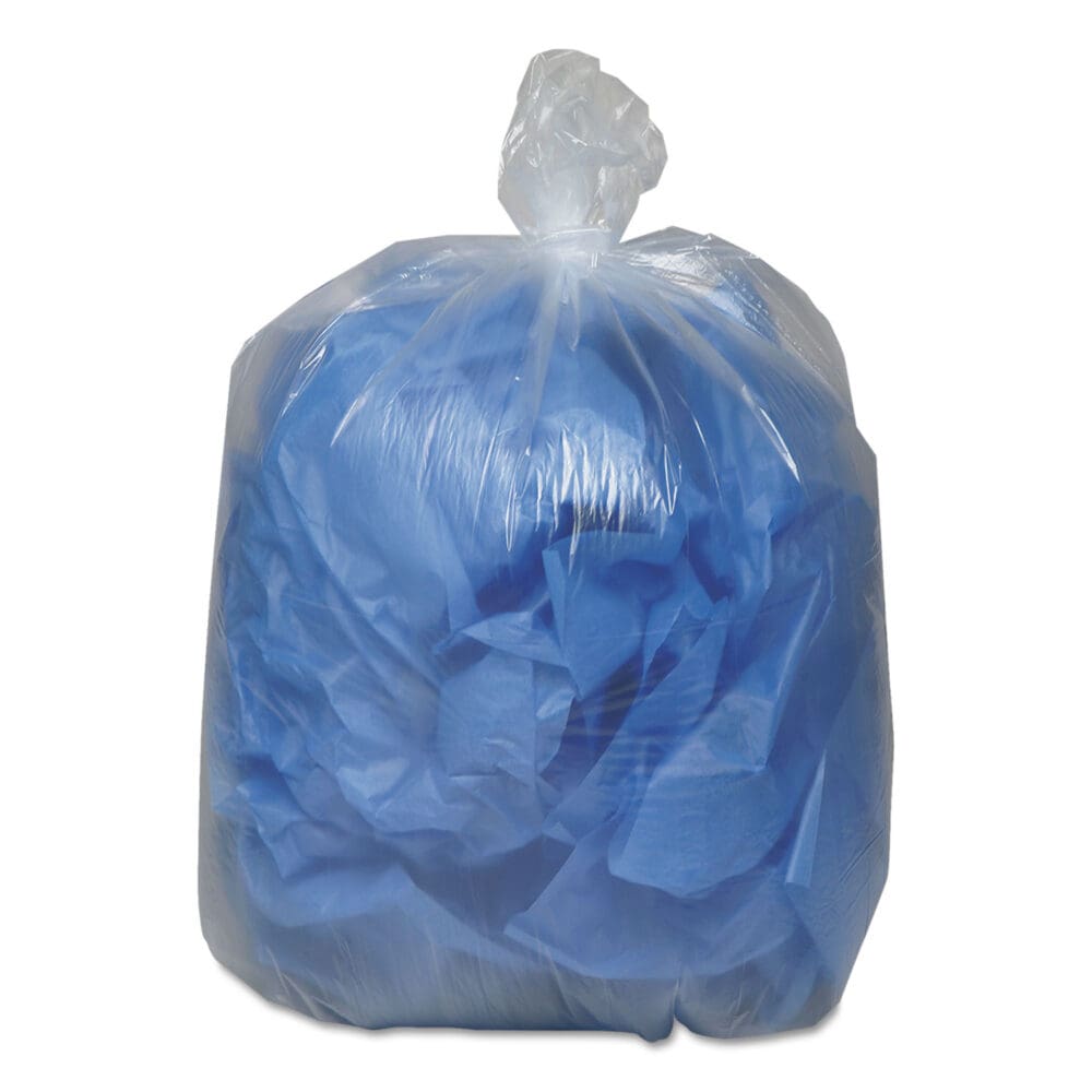 Linear Low Density Clear Recycled Can Liners, 45 gal, 1.5 mil, 40" x 46", Clear, 10 Bags/Roll, 10 Rolls/Carton - Image 2