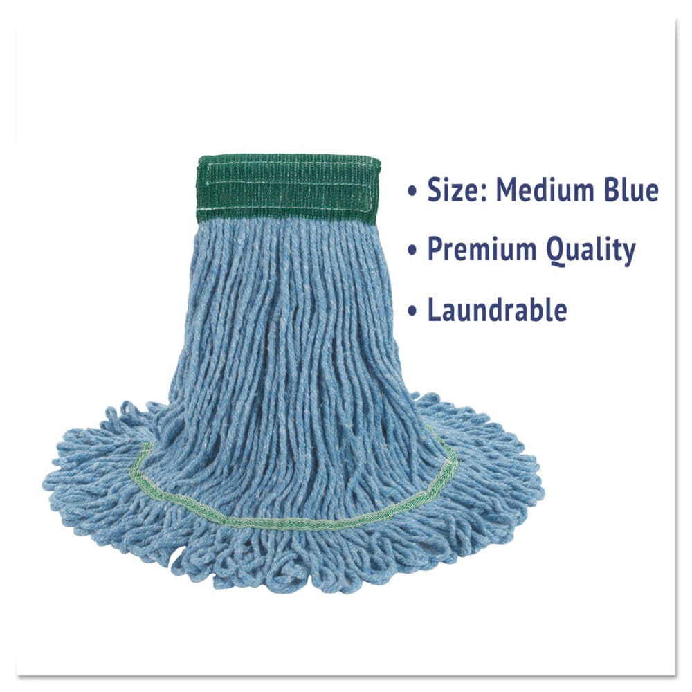 Super Loop Wet Mop Head, Cotton/Synthetic Fiber, 5" Headband, Medium Size, Blue, 12/Carton - Image 2