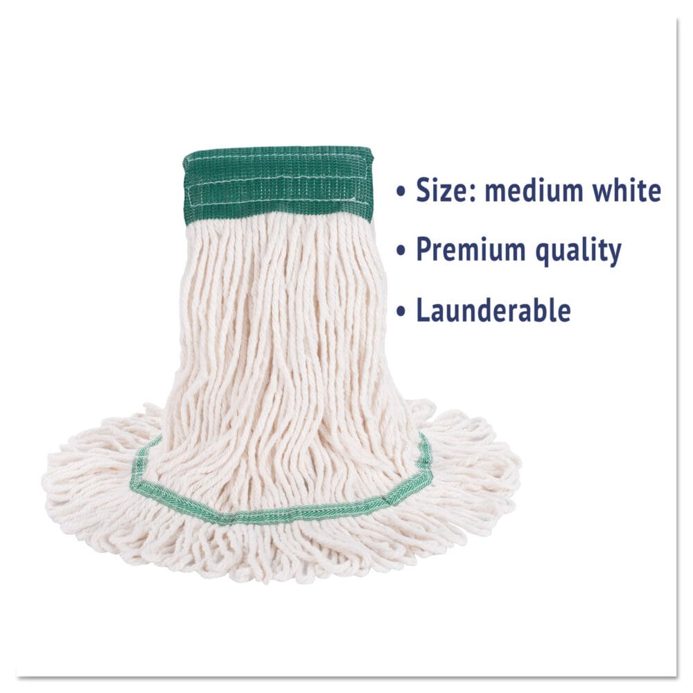 Super Loop Wet Mop Head, Cotton/Synthetic Fiber, 5" Headband, Medium Size, White - Image 9