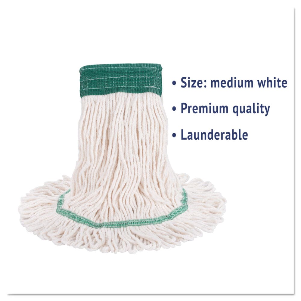 Super Loop Wet Mop Head, Cotton/Synthetic Fiber, 5" Headband, Medium Size, White, 12/Carton - Image 2