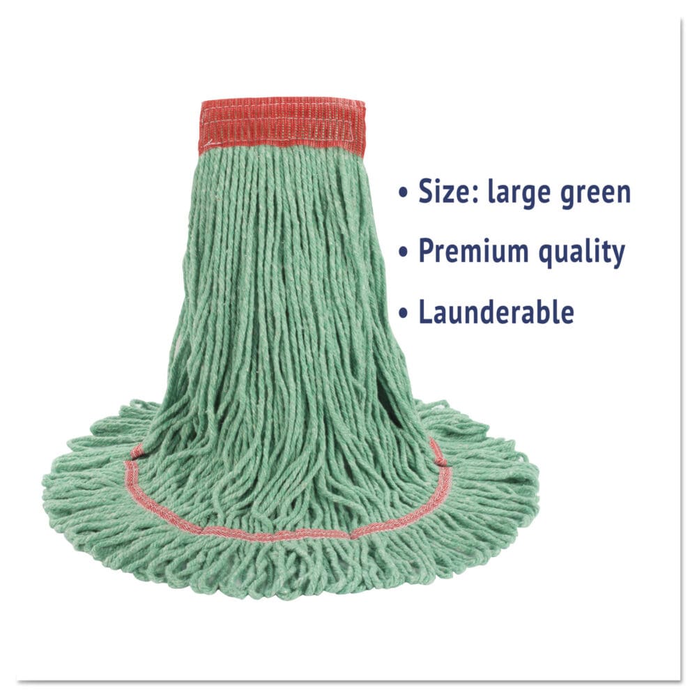 Super Loop Wet Mop Head, Cotton/Synthetic Fiber, 5" Headband, Large Size, Green, 12/Carton - Image 2