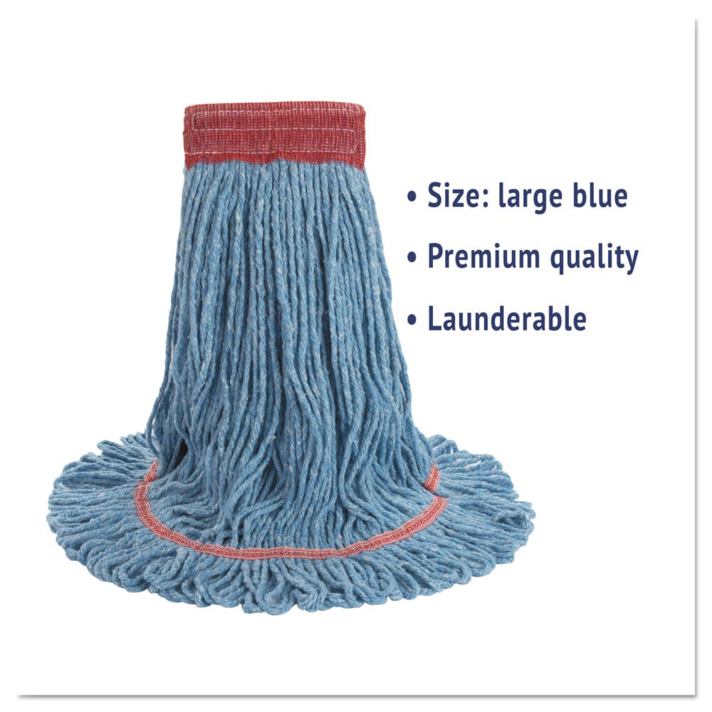 Super Loop Wet Mop Head, Cotton/Synthetic Fiber, 5" Headband, Large Size, Blue - Image 2