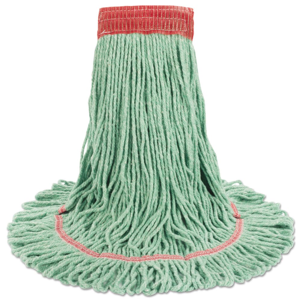 Super Loop Wet Mop Head, Cotton/Synthetic Fiber, 5" Headband, Large Size, Green, 12/Carton - Image 7