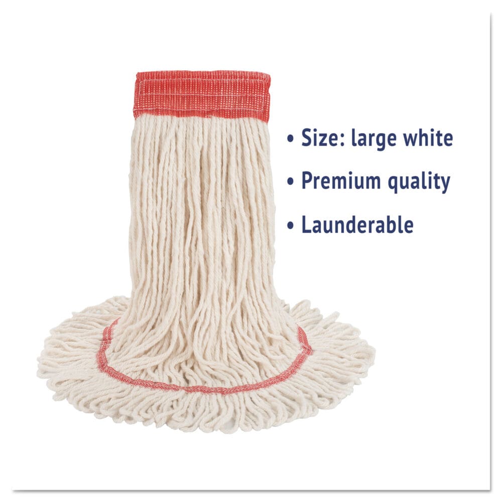 Super Loop Wet Mop Head, Cotton/Synthetic Fiber, 5" Headband, Large Size, White - Image 9