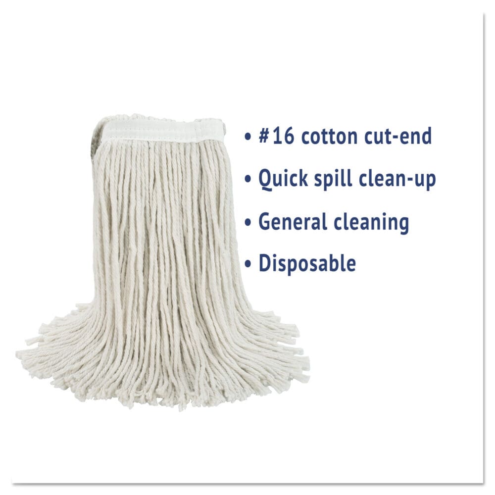 Cut-End Wet Mop Head, Cotton, No. 16 Size, White - Image 9