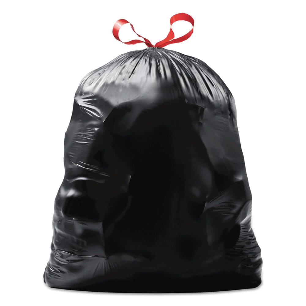 Drawstring Large Trash Bags, 30 gal, 1.05 mil, 30" x 33", Black, 90/Carton - Image 4