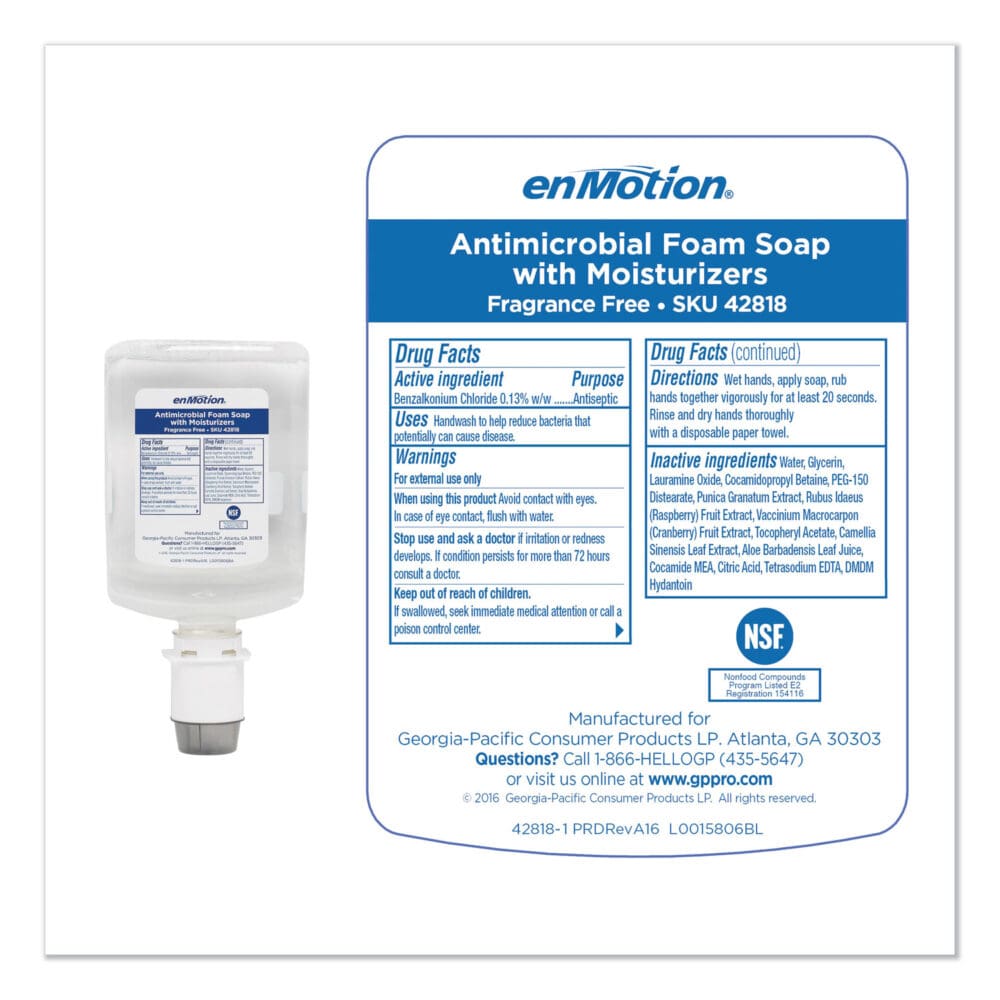 GP enMotion Automated Touchless Antimicrobial Foam Soap Refill, Unscented, 1,200 mL, 2/Carton - Image 3