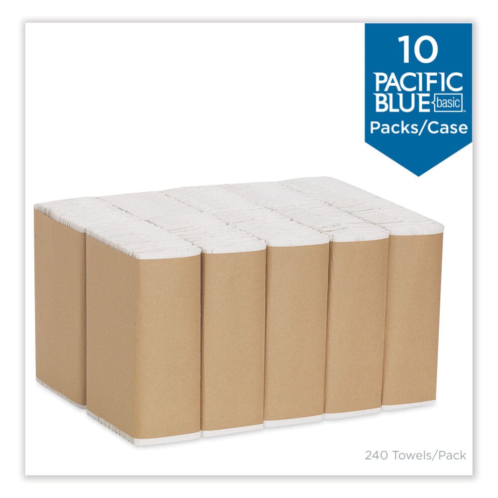 Pacific Blue Basic C-Fold Paper Towel, 1-Ply, 10.1 x 12.7, White, 240/Pack, 10 Packs/Carton - Image 3