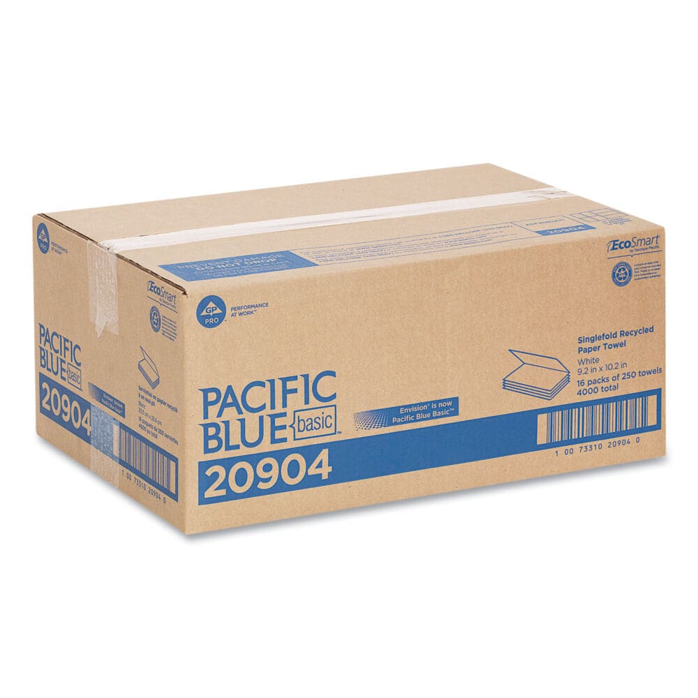 Pacific Blue Basic S-Fold Paper Towels, 1-Ply, 10.25 x 9.25, White, 250/Pack, 16 Packs/Carton - Image 2