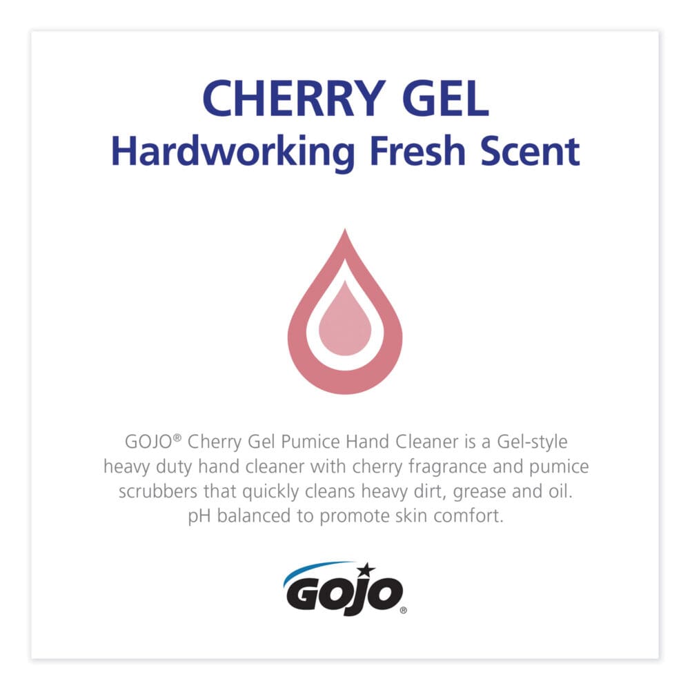 Cherry Gel Pumice Hand Cleaner, Cherry Scent, 2,000 ml Refill, 4/Carton - Image 3