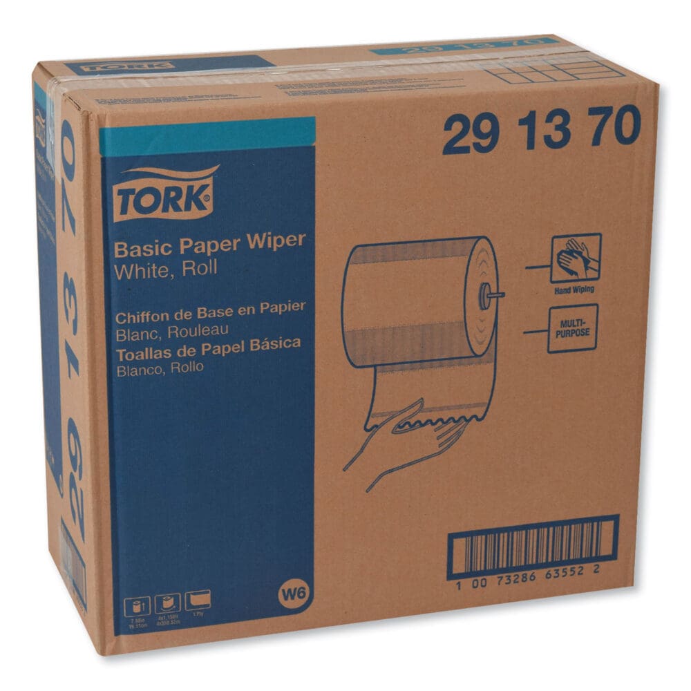 Basic Paper Wiper Roll Towel, 1-Ply, 7.68" x 1,150 ft, White, 4 Rolls/Carton - Image 7