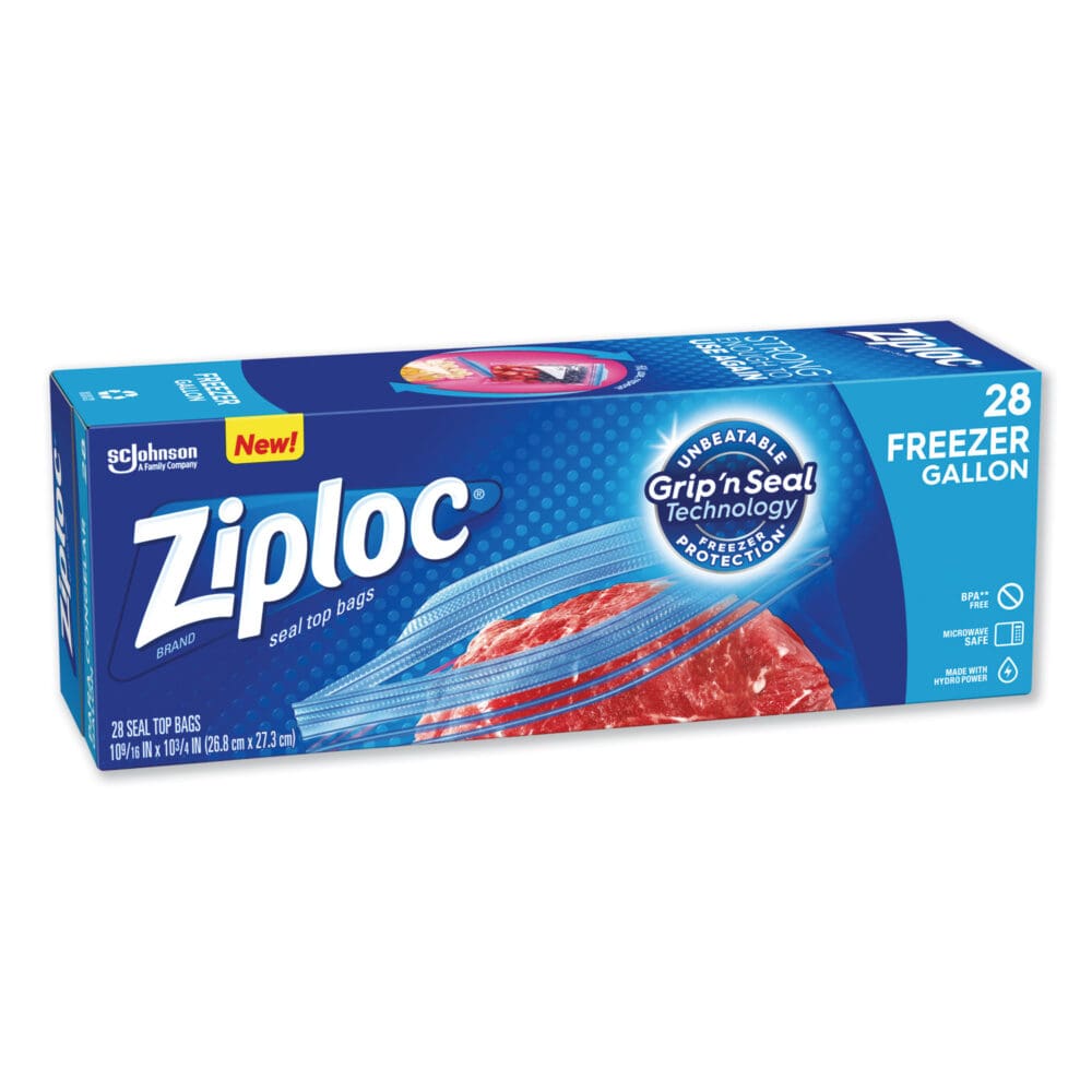 Zipper Freezer Bags, 1 gal, 2.7 mil, 9.6" x 12.1", Clear, 28/Box - Image 3