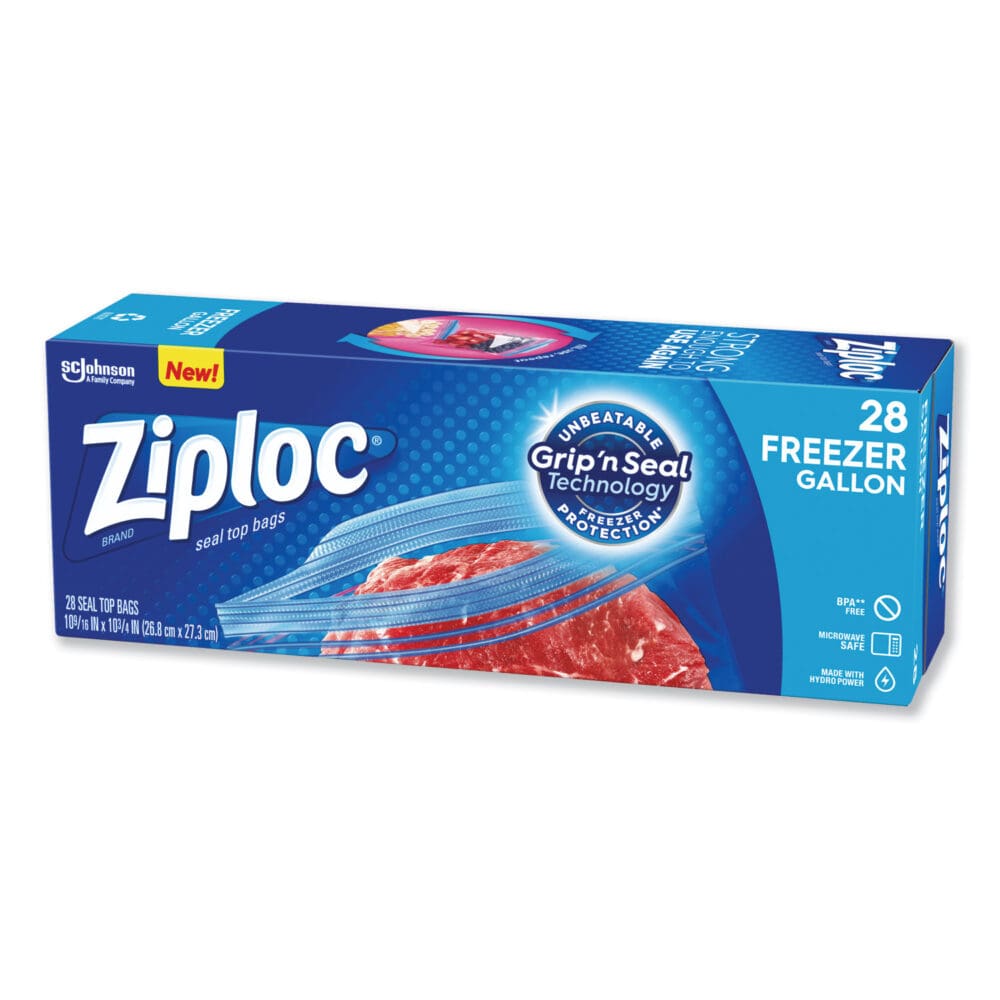 Zipper Freezer Bags, 1 gal, 2.7 mil, 9.6" x 12.1", Clear, 28/Box - Image 4