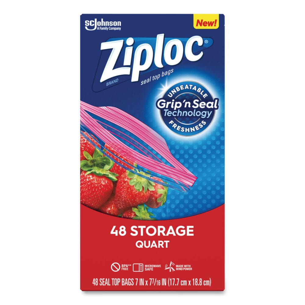 Double Zipper Storage Bags, 1 qt, 1.75 mil, 9.63" x 8.5", Clear, 48/Box - Image 4