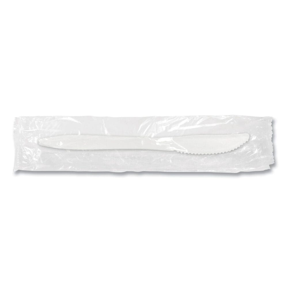 Individually Wrapped Mediumweight Cutlery, Knives, White, 1,000/Carton - Image 2